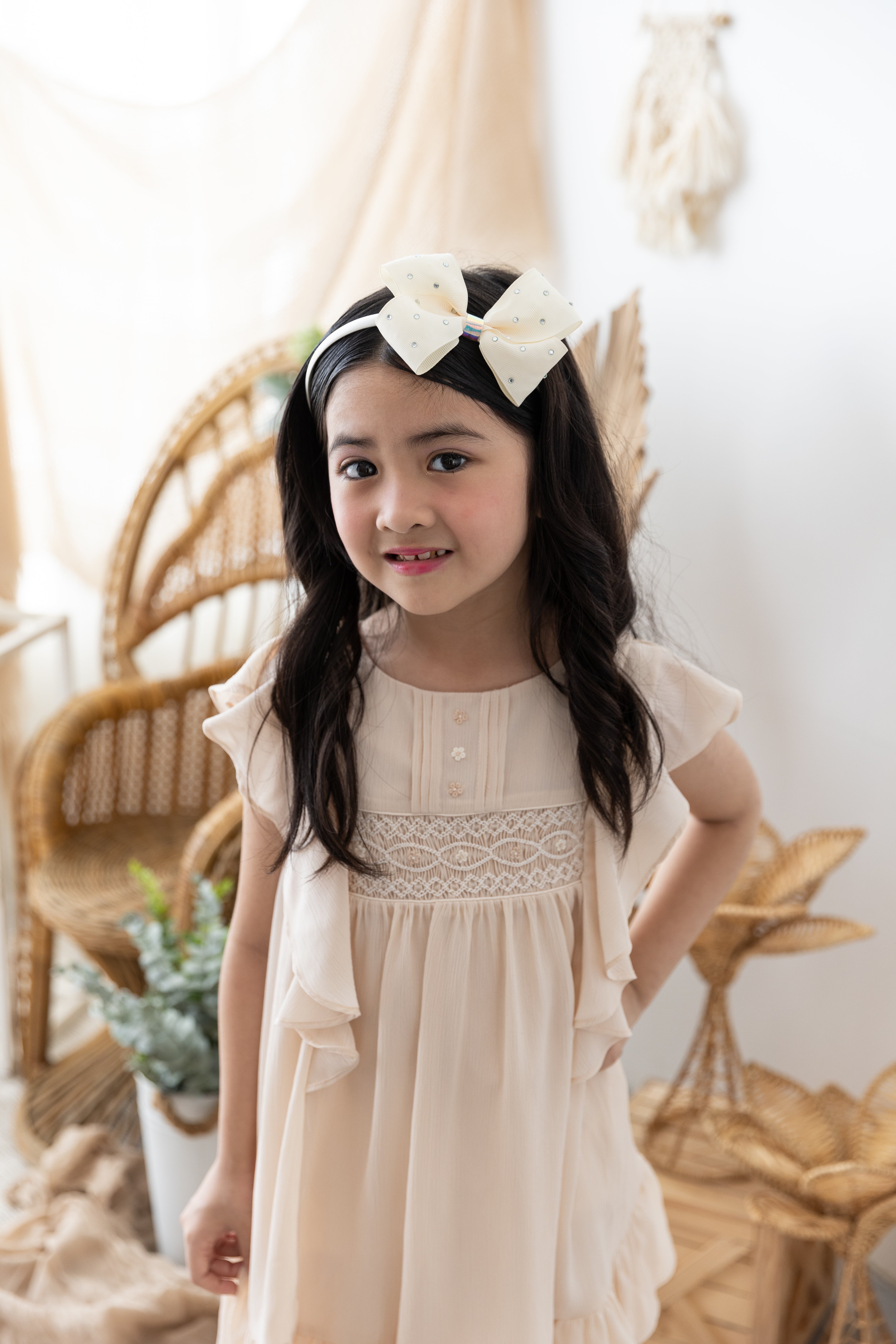 Girls beige dress best sale