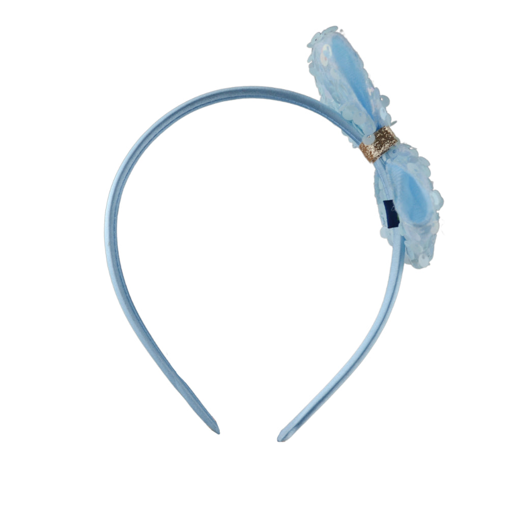 Belle Blue Headband Sequined Bow – Periwinkle