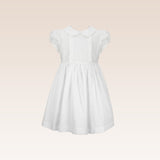 Kasandra Girls White Dress with Ruffles at Front and Collar