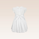 Kasandra Girls White Dress with Ruffles at Front and Collar