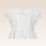 Kasandra Girls White Dress with Ruffles at Front and Collar