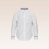 Ethan Boys White Printed Poplin Long Sleeved Button-down Shirt