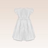 Karla Girls White Dress with Fleurette Waist Detail