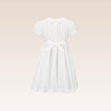 Hazel Girls Dress Ivory with Smock and Embroidery details