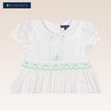 Hazel Girls Dress Ivory with Smock and Embroidery details