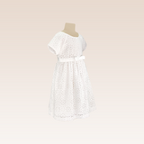 Bernadette Girls White Burnout Lace with Bow Front Dress