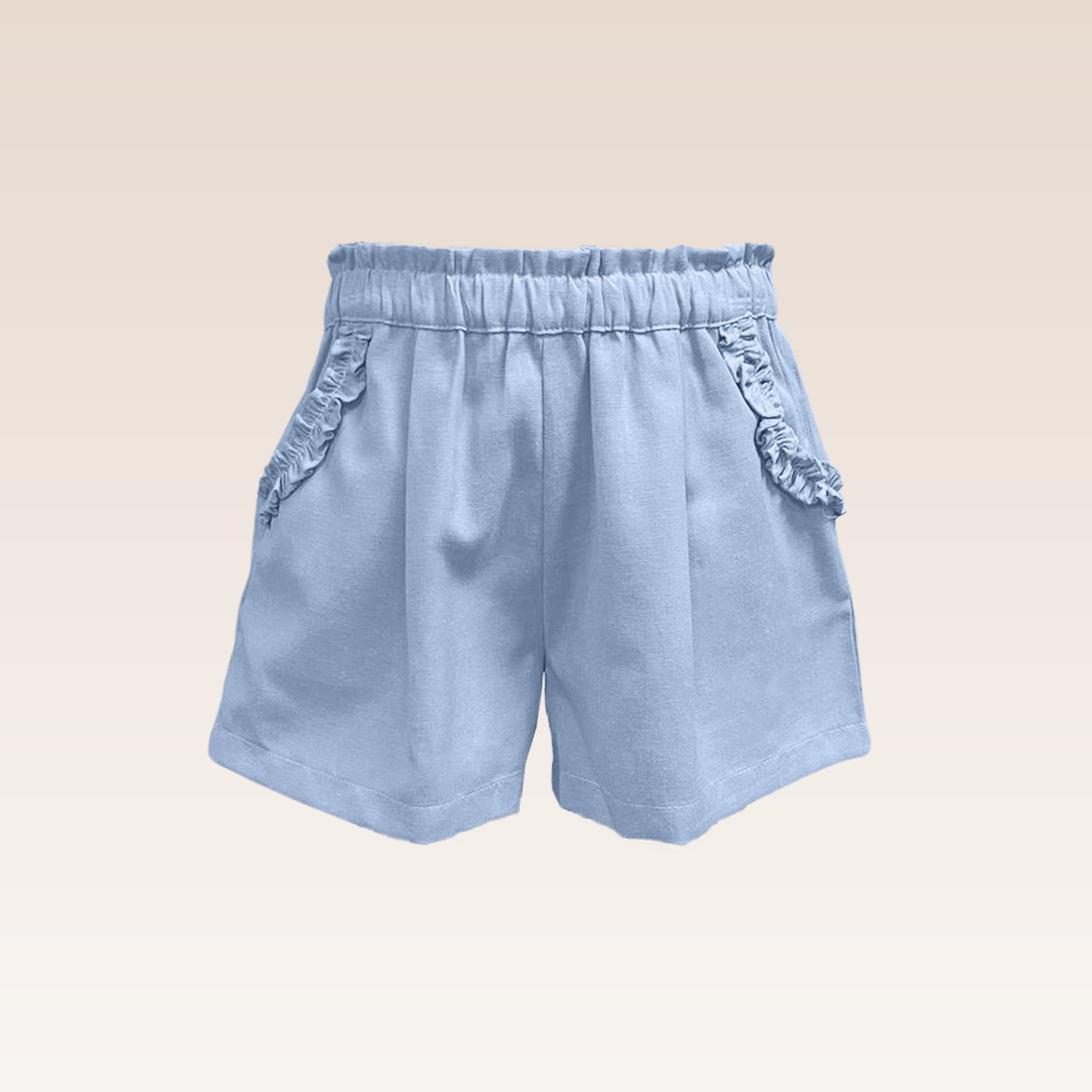 Jade Girls Blue Ruffled Pockets Garter Band Shorts