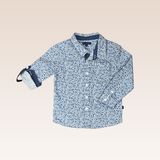 Darrel Boys Navy Blue Floral Print Long Sleeved Button-down Shirt