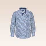 Darrel Boys Navy Blue Floral Print Long Sleeved Button-down Shirt