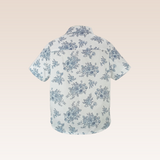 Emeric Boys White Printed Floral Short Sleeved Polo