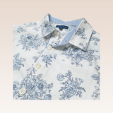 Emeric Boys White Printed Floral Short Sleeved Polo