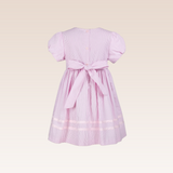 Desiree Girls Pink Striped Woven with Contrast Ribbon Details Dress