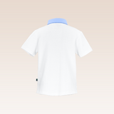 Imman Boys White Polo Pique with Chambray Collar