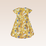 Enah Girls Yellow Floral Print and Bows Dress