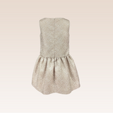 Francesca Girls Beige Drop Waist Textured Party Dress