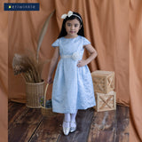 Ganika Girls Blue Textured Party Dress