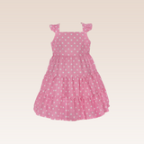 Bella Girls Pink Printed Tiered Dress