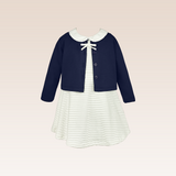 Ivoree Girls Navy Cardigan and Dress Set