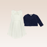 Ivoree Girls Navy Cardigan and Dress Set