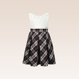 Macey Girls Checkered Dark Red Skirt with Bows