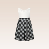 Macey Girls Checkered Black Skirt with Bows