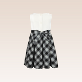 Macey Girls Checkered Black Skirt with Bows