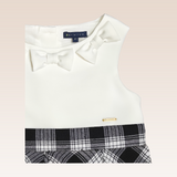 Macey Girls Checkered Black Skirt with Bows