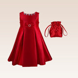 Thess Girls Party Dress with Bejeweled Details and Matching Pouch