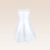 Blaize Girls White Pleated Party Dress