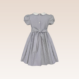 Jaylyn Girls Grey Printed Smocked Dress