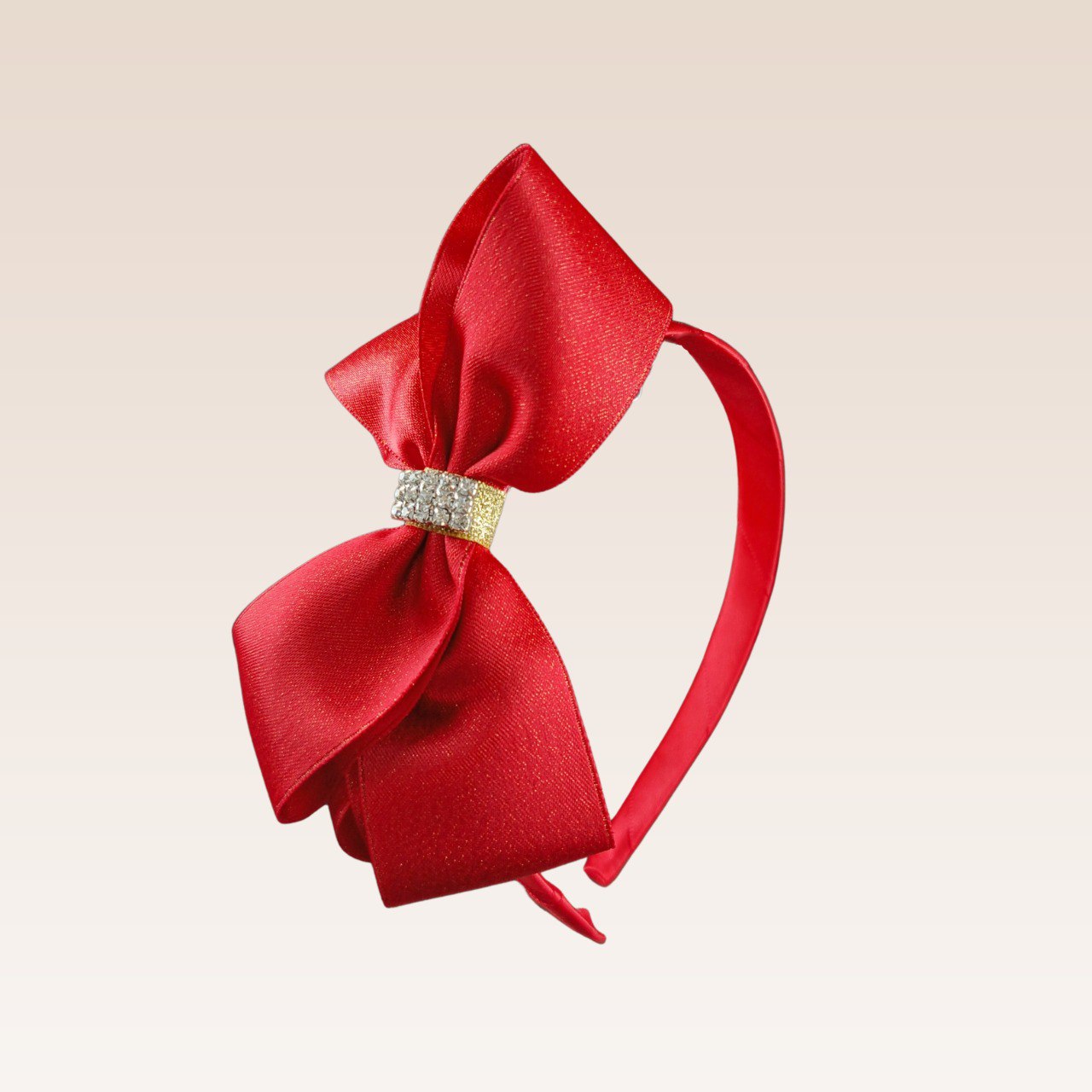 Radah Girls Red Ribbon Stone Headband