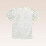 Monet Girls Ivory Embroidered Top with Bows