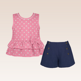 Bellamy Girls Pink Ruffled Bow Top and Shorts Set