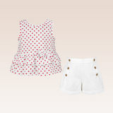 Bellamy Girls White Ruffled Bow Top and Shorts Set