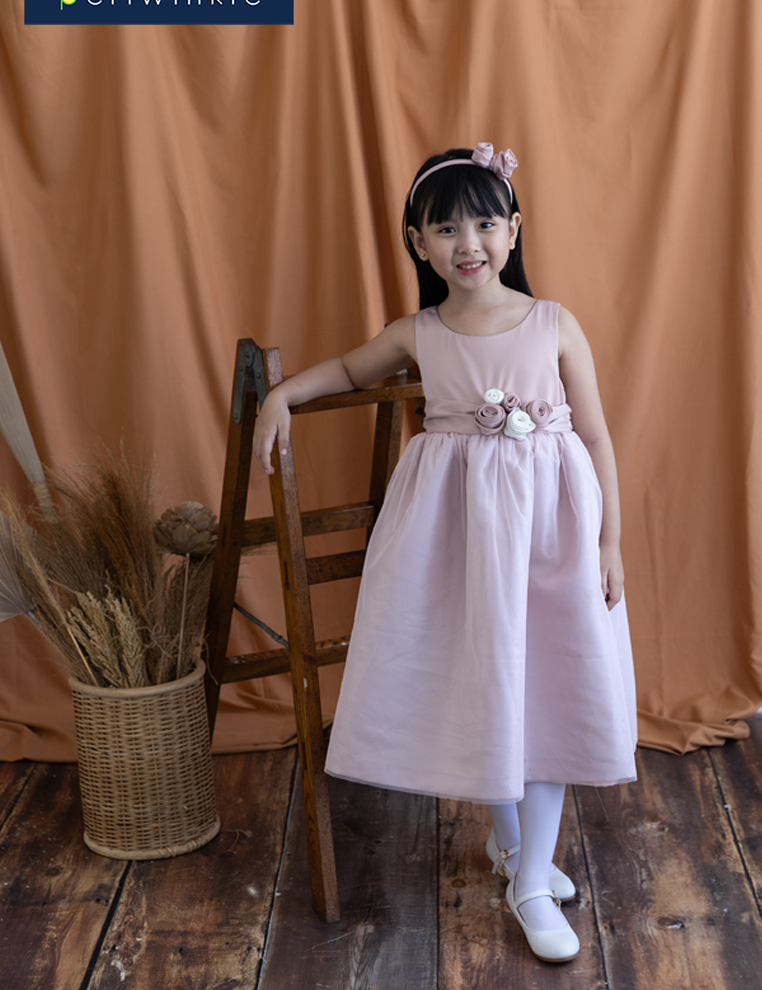 Gertrude Girls Pink Party Dress with Headband