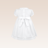 Bertha  Baby Girls White Smocking with Bonnet and Diaper Cover