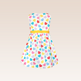 Amarah Girls Printed White Hearts Dress