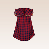 Olive Baby Girls Red Plaid Smocked Dress with Diaper Cover and Headband