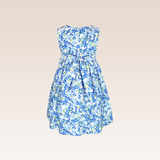 Amelia Girls Periwinkle Blue Printed Dress with Bows