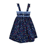 Bernice Girls Navy Blue Printed Strappy Dress