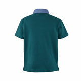 Bastian Boys Green Polo Pique Shirt with Chambray Combination