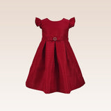 Giselle Girls Red Textured Party Dress with Cutout Back