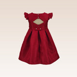 Giselle Girls Red Textured Party Dress with Cutout Back