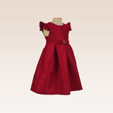 Giselle Girls Red Textured Party Dress with Cutout Back